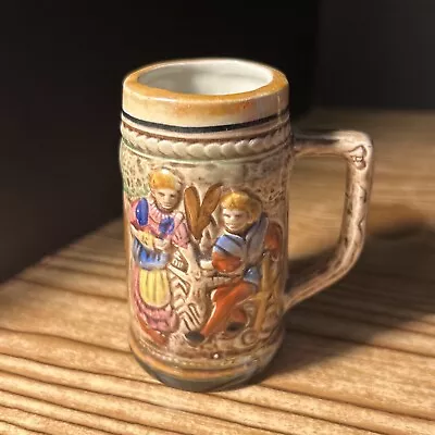 Vintage Mini Beer Stein Mug 3D Man Woman Couple • $14