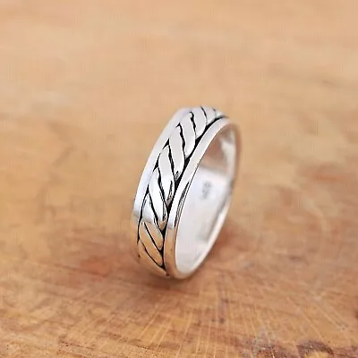 £19.95 • Buy Mens Womens Plain 925 Sterling Silver Celtic Spinning Worry Band Ring 7mm N2