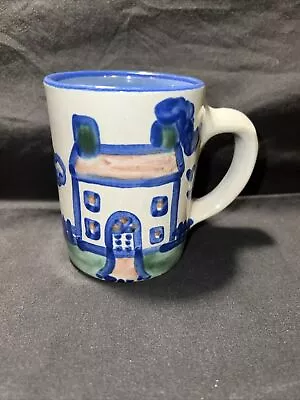 M.A Hadley Pottery Coffee Cup Mug Blue Farmhouse The End Signed • $19