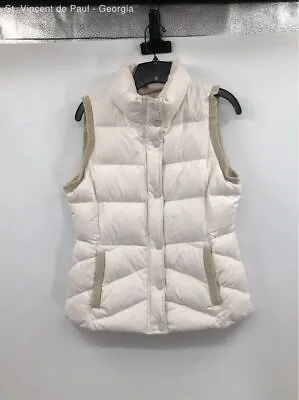 Women's J.Crew White Quilted Zip Up Down Puffer Vest - Size S • $9.49