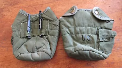 1 US Military 1 Quart 1qt Insulated Canteen Cover LC-2 OD Green W 2 ALICE CLIPS • $3.40