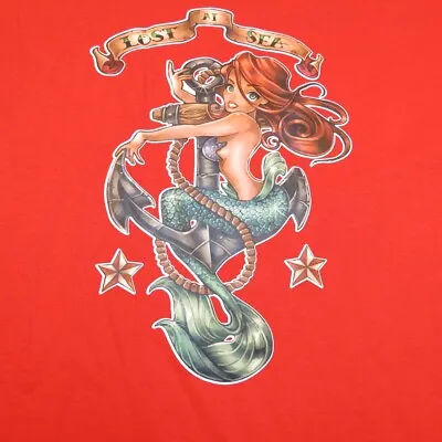 NEW LOST AT SEA MERMAID ANCHOR SAILOR TATTOO ART TEE T SHIRT Mens 4XL Red • $12.99