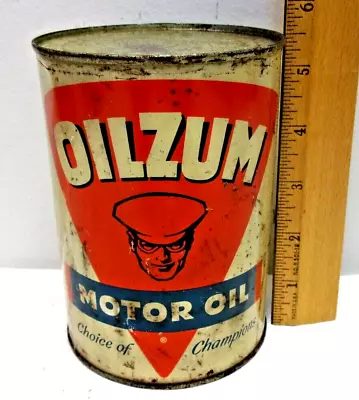 Oilzum Motor Oil Hd Sae 20 & 20w Metal Can Bagley Quart Worchester 8 Mass Canco • $60