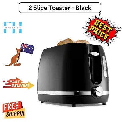 $28.96 • Buy Toaster 2 Slice Electric Black & Silver With Warming Rack Crumb Tray Toast Slot