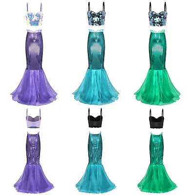 Womens Outfit Corset Uniform Fish Scale Print Mermaid Costumes Underwire Sling • $13.15