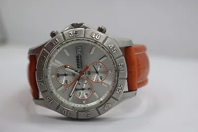 Mens Fossil Speedway Chronograph Orange Leather Calendar Watch CH2396 New Batt • $50