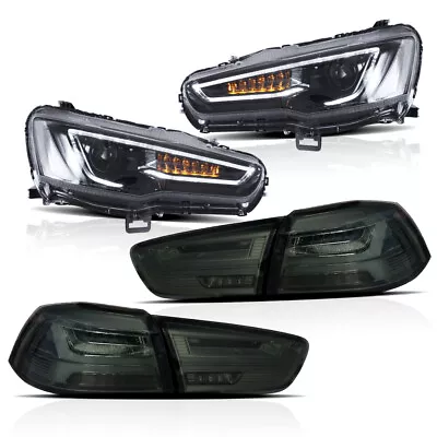 $549 • Buy 2* Smoked Tail Light + 2* Blackout Headlights Fit For Mitsubishi Lancer/EVO X