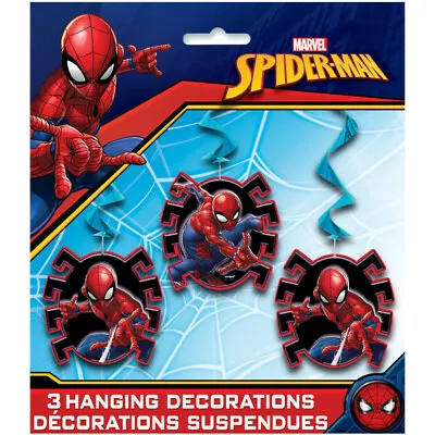 $3.89 • Buy SPIDER-MAN Web Slinger HANGING SWIRL DECORATIONS (3pc) ~ Birthday Party Supplies
