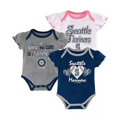 NEW Set Of 3 One-Piece Bodysuit Seattle Mariners - Girls Infant - FREE Shipping! • $19.99