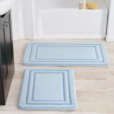 Mainstays 2 Piece Blue Memory Foam Bath Rug Sets Blue Soft  Fast Drying • $21.37