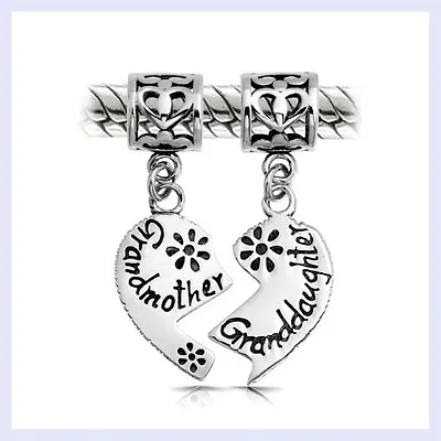 Sterling Silver Granddaughter Grandmother Dangle Bead F/ European Charm Bracelet • $23.98