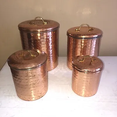 Hammered Copper Canister Set Of 4 ODI Nesting Handled • $40