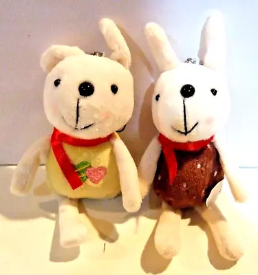 Lot Of 2 Soft Plush Bunnies For Phone Purse Backpack Charm Strap - NWOT (#15) • $4.99