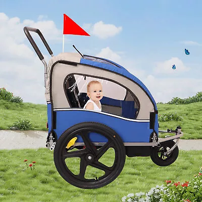 2-in-1 Double 2 Seat Bicycle Bike Trailer Jogger Stroller For Kids Children Fold • $186.20