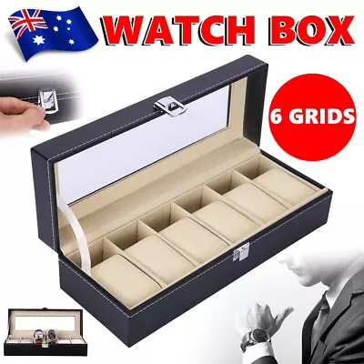 6 Slots Watch Box Wristwatch Display Jewelry Bracelet Storage Holder Organizer • $20.85