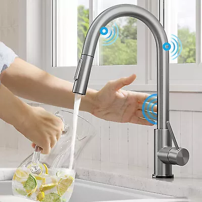 Automatic Sensor Touch Kitchen Sink Faucet Brushed Nickel With Pull Down Sprayer • $40.99