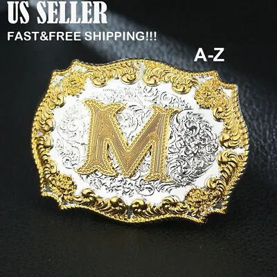 Belt Buckle For Unisex Western Cowboy Initial Letter A - Z Rodeo Belt Buckle NEW • $11.48