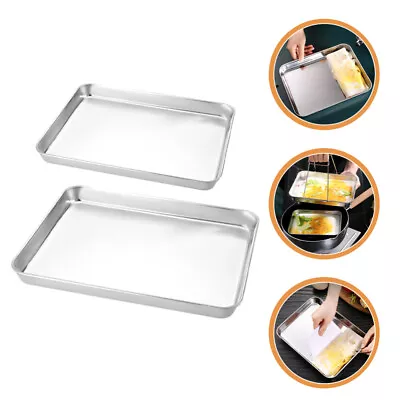  2 Pcs Stainless Steel Plate Banquet Containers For Fruit Jewelry • £22.99