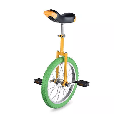 18 Inch Yellow Green Unicycle Mountain Wheel Skid Proof Tire Balance Exercise • $79.90