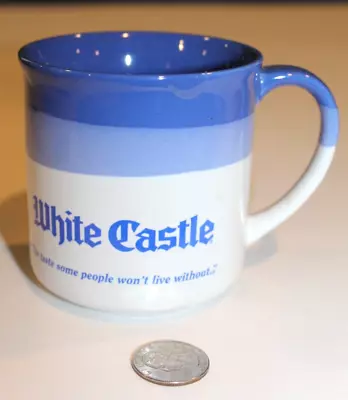 Vintage 1980s White Castle Blue Ceramic Mug Restaurant Advertising Coffee Cup • $15.99