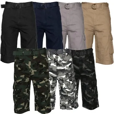 Men's Cargo Shorts Pocket Belted Casual Lightweight Cotton Active Cargo Shorts • $29.88