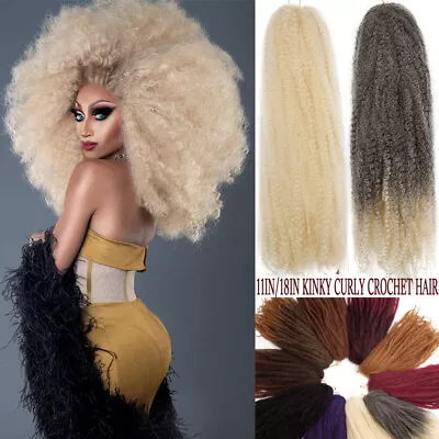 Afro Kinky Twist Crochet Hair Braids Marley Curly Braiding Extension Black Brown • $9.90