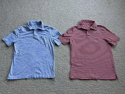 VINEYARD VINES Boys Lot Of 2 Short Sleeve Striped Collared Polo Shirts Size L 16 • $16.50