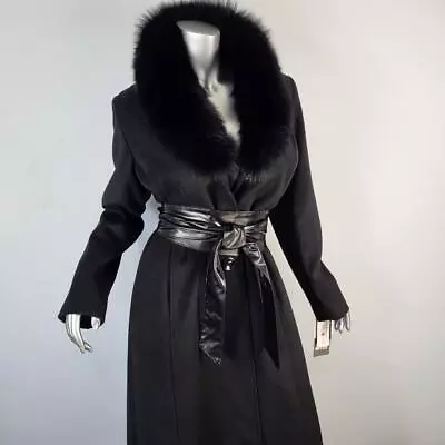 Nwt~$580~forecaster~l/xl~genuine Real Saga Fox Fur Black Wool Full Length Coat • $165