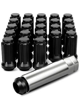 Set Of 24 Epoch Spline Lug Nut Kit Black 14mm X 1.5 2  Tall M14x1.5 Super Duty • $24.98