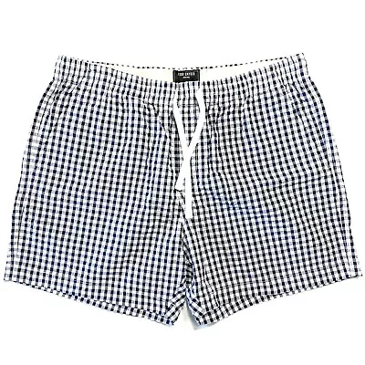 TODD SNYDER Mens 5in Gingham Seersucker Weekend Shorts Navy Blue (MSRP $148) • $38.99