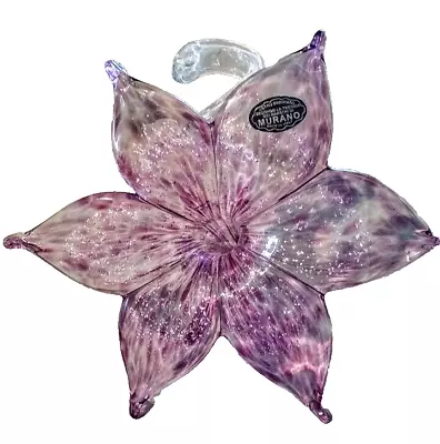 Murano Hand Blown Art Glass Decorative Purple Flower With Spiral Stem With Tags • $35