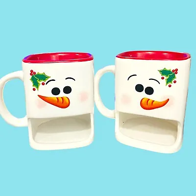 £11.68 • Buy Open Mouth Snowman Cookie/Snack Dunk Mug- SET OF TWO! CUTE