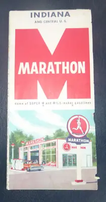 1961 Indiana Road Map Marathon  Oil Gas Oil Can • $10.99