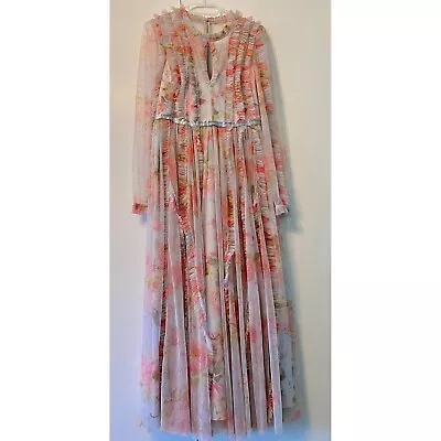 Needle & Thread UK Size 10 Rose Bluebell Floral-Print Tulle Midi Dress RRP £355 • £220