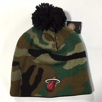 Miami Heat Knit Beanie Toque Skull Cap Winter Hat NEW NBA - Camo Pom • $14.36