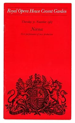 1967 Covent Garden Opera Programme. Norma. Joan Sutherland Marilyn Horne. • £3