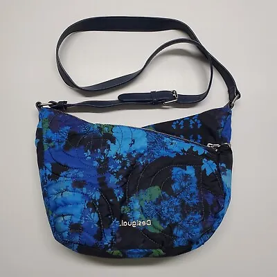 Desigual Padded Sling Bag With Floral Camouflage For Women Blue • $17