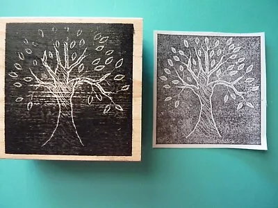 Leafy Tree Block Negative Image MEMORY BOX Rubber Stamp • $12.99