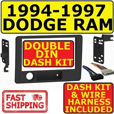 $49.99 • Buy 94-97 Dodge Ram Double Din Car Radio Stereo Installation Dash Kit Metra 95-6555b