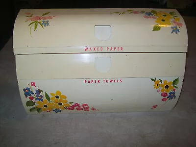 VTG Metal Farm Country Wax Paper Towel Holder Dispenser  Floral • $24.95