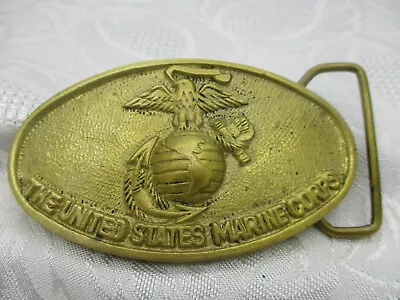 Vintage Roc United State Marine Corps Solid Brasseagle Anchor Globe Belt Buckle • $18