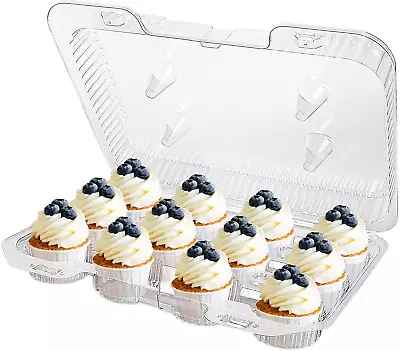 Mini Disposable Plastic Cupcake Containers (40 Pack) 12 - Count Tray Compartment • $39.71