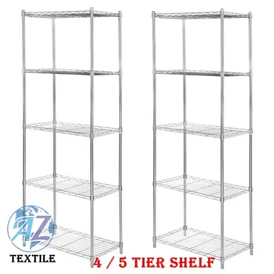 £37.85 • Buy 5 Tier Metal Storage Rack/Shelving Silver Wire Shelf Kitchen/Office Units Stand