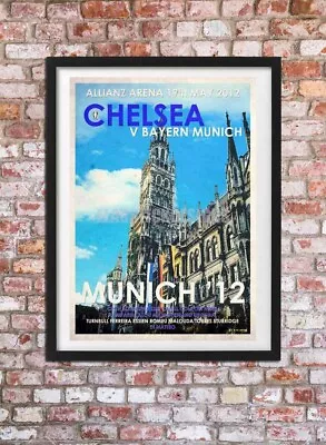 CHELSEA FC Vintage Style Munich 2012 A3 Illustrated Art Poster Print • £15.99