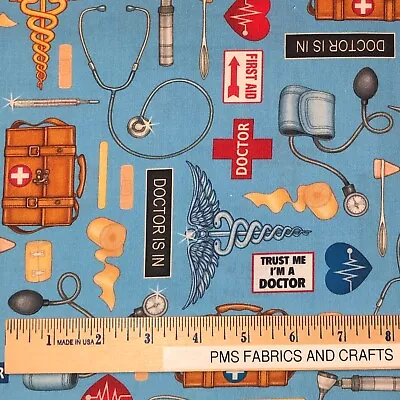 QT What The Dr Ordered 100% Cotton Fabric By The Yard 36 X 44 24928B Doctor Toss • $7.25