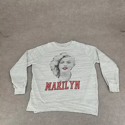 Marilyn Monroe Sweater Womens Large Gray Red Long Sleeve Pullover Sweatshirt 98 • $16.99