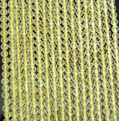 3mm Light Yellow Lemon Quartz Gemstone Micro Faceted Round Loose Beads 15  • $6.79