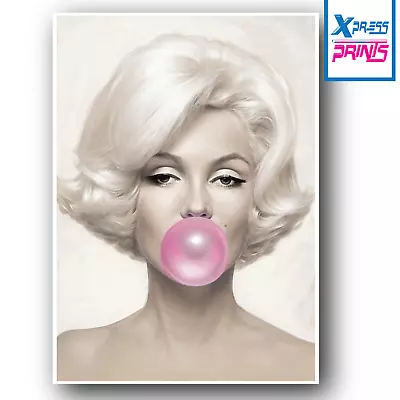 A3 A4 Marylin Monroe Pink Bubble Gum Actress Wall Art Large Poster Print Picture • £4.99