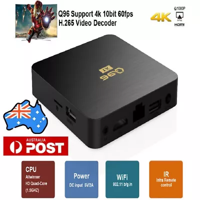 Media Player Internet Smart 4K TV Set Top Box Q96 Max Android 10.0 WiFi • $34.75