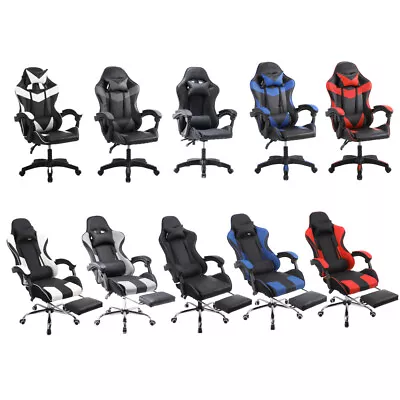 Gaming Racing Desk Chair Adjustable Hight Swivel Chair With Lumbar Head Pillow • £67.99